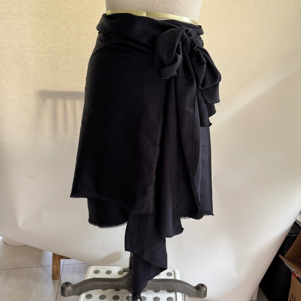 Lanvin Black Silk Wrap skirt short